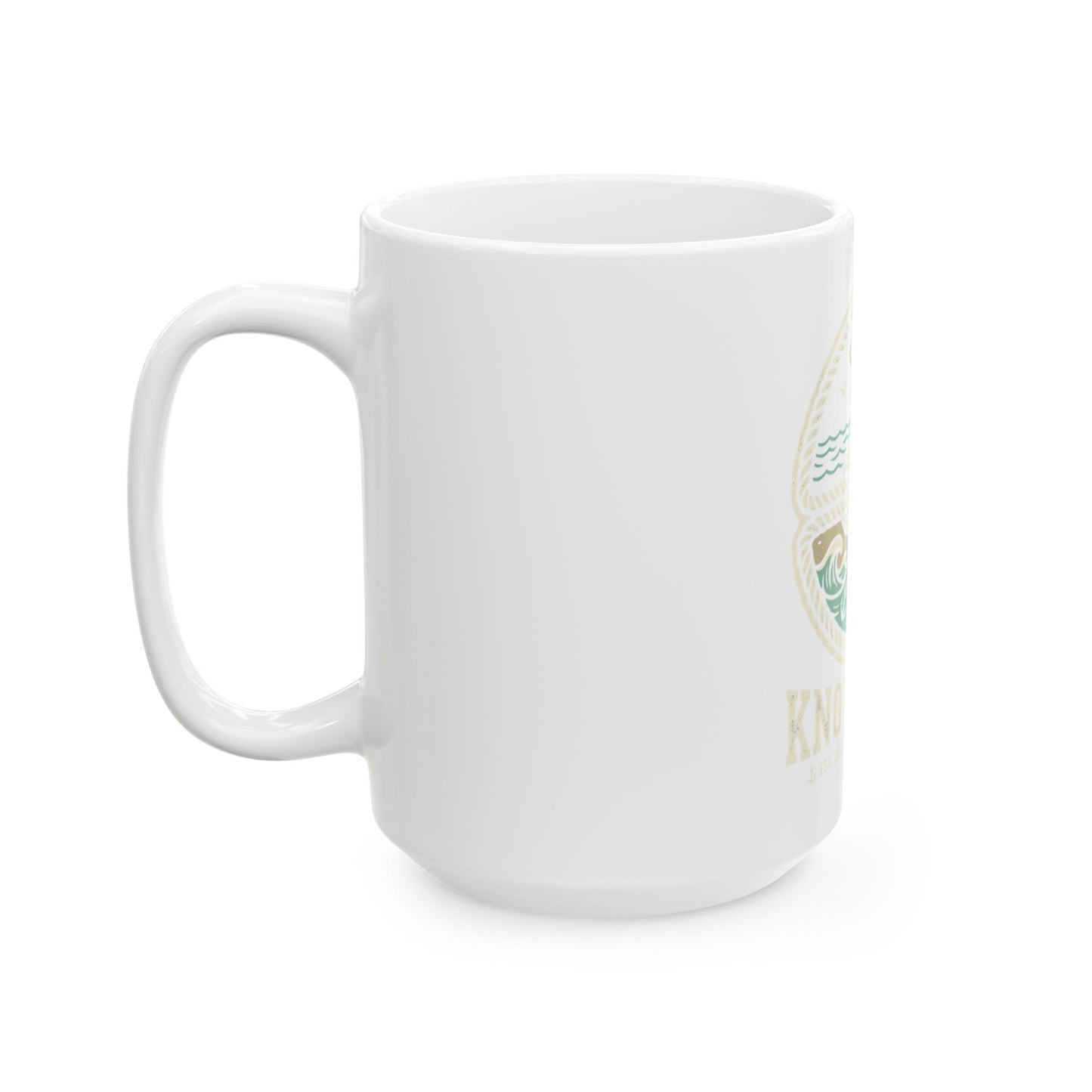 Nautical 'Knot Shore' Ceramic Mug — Lighthouse Ocean Waves Coffee Cup (11oz/15oz)