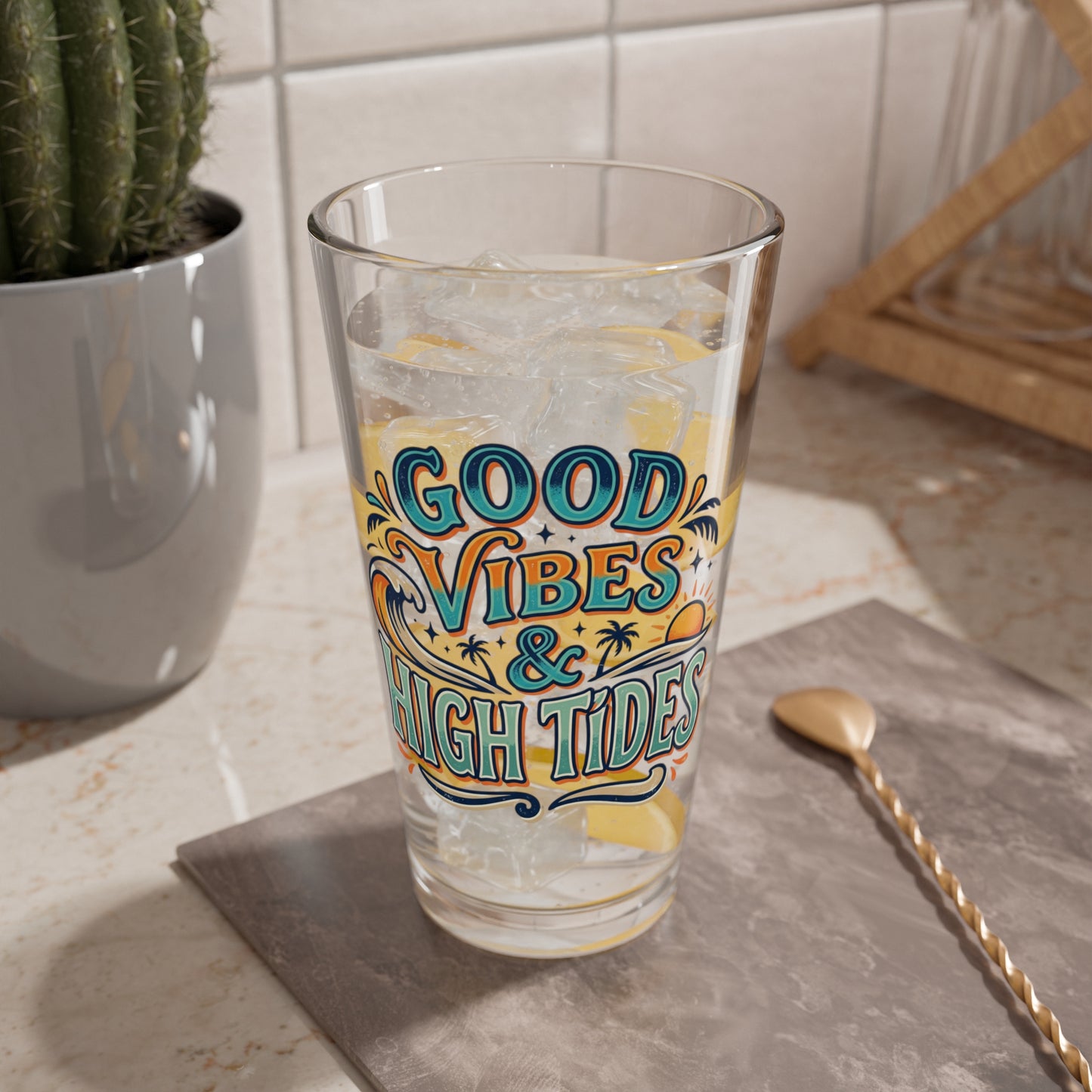 Good Vibes & High Tides Mixing Glass