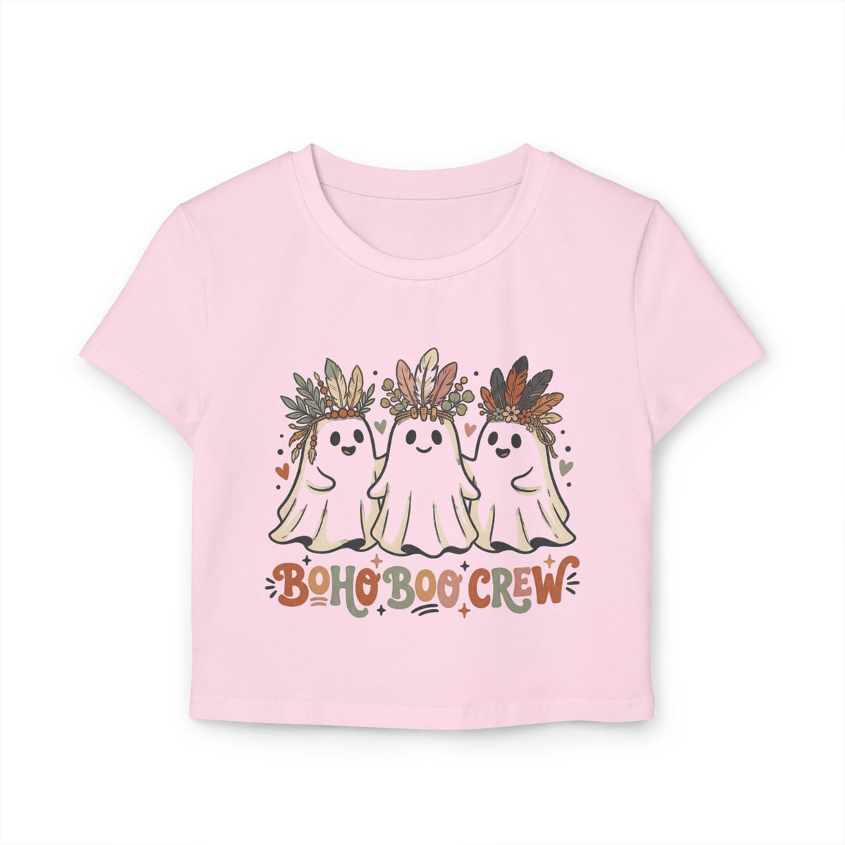 Boho Dog Crew Women’s Baby Tee — Cute Bohemian Puppy Graphic Crop Top