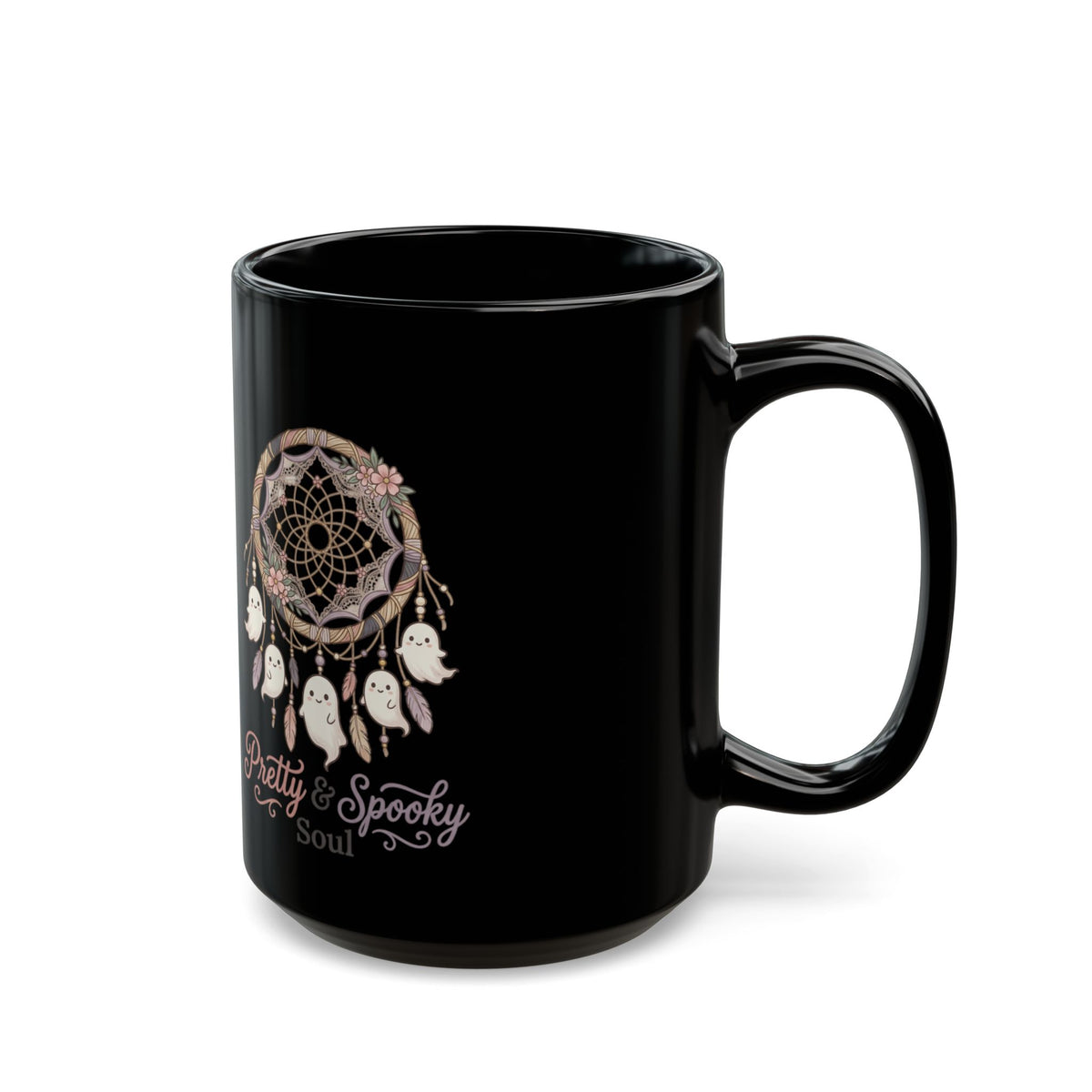 Pretty & Spooky Dreamcatcher Mug | Black Ceramic Coffee Cup