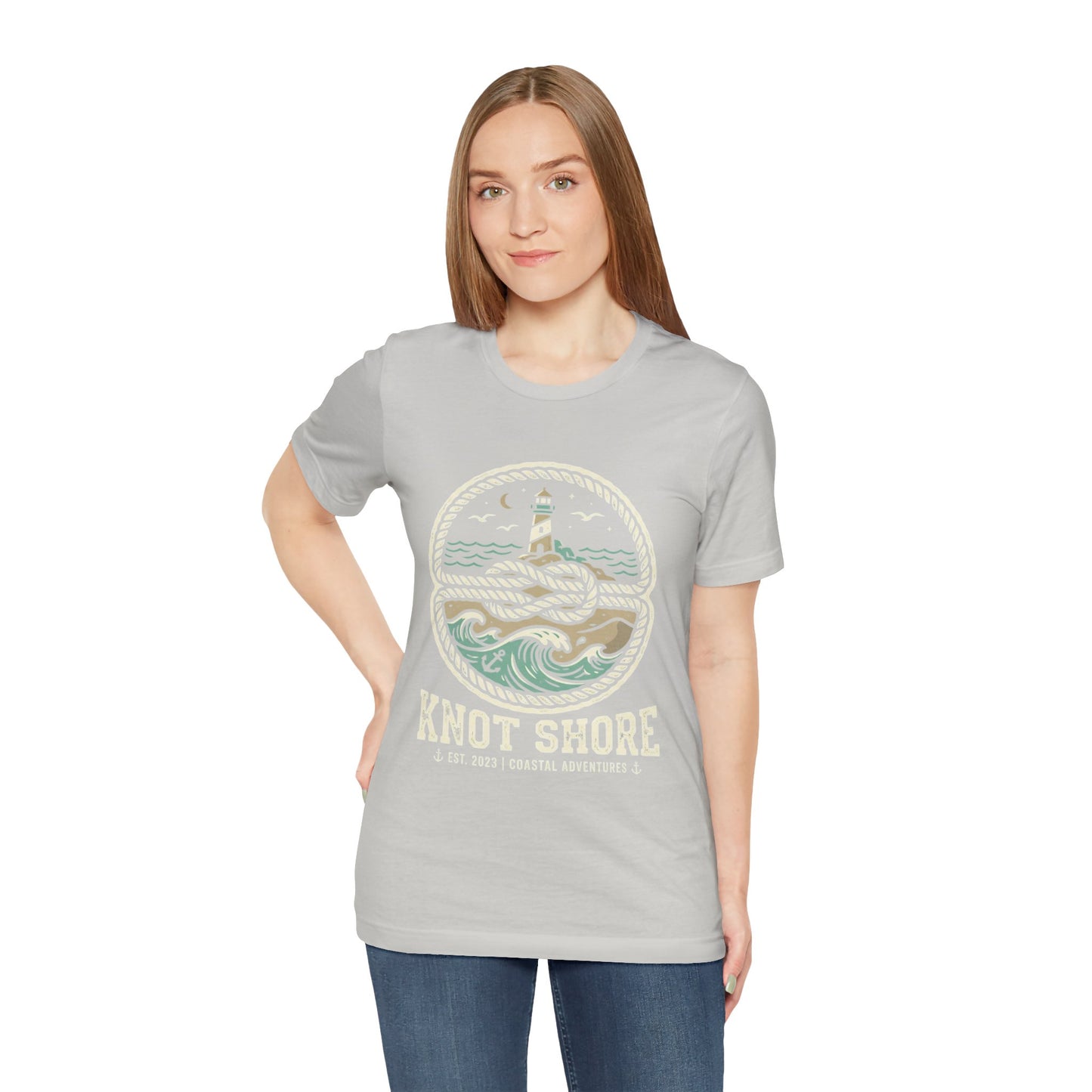Knot Shore lighthouse rope waves T-Shirt | Coastal graphic tee
