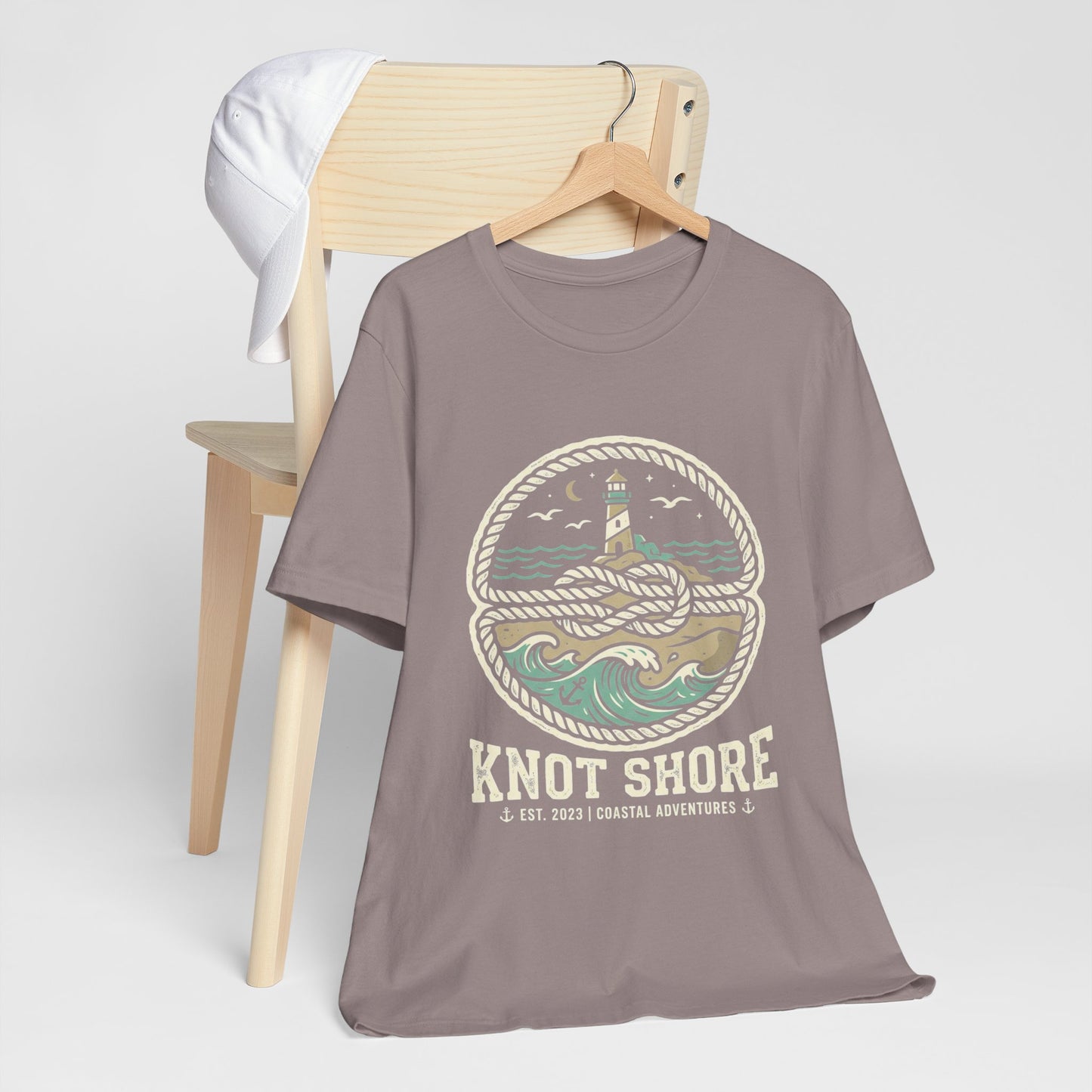 Knot Shore lighthouse rope waves T-Shirt | Coastal graphic tee