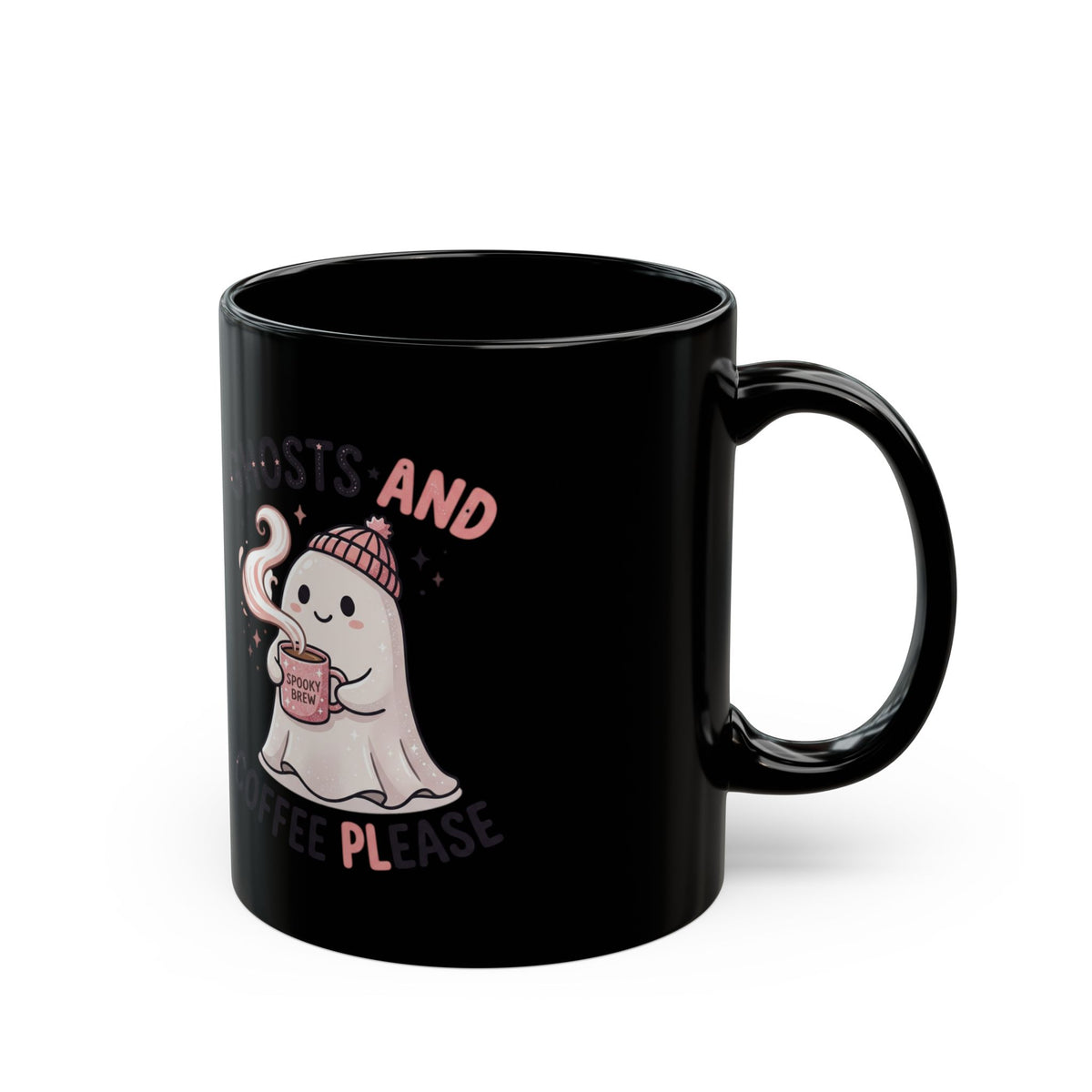 Coffee Ghost Mug — "Ghosts and Coffee Please" Cute Halloween Ceramic Mug