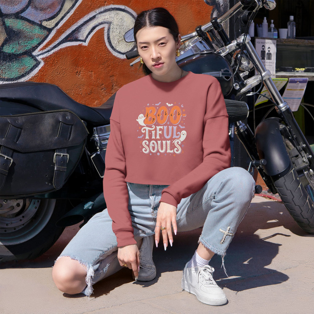 Boo tiful Souls Sweatshirt | Cropped Halloween Pullover