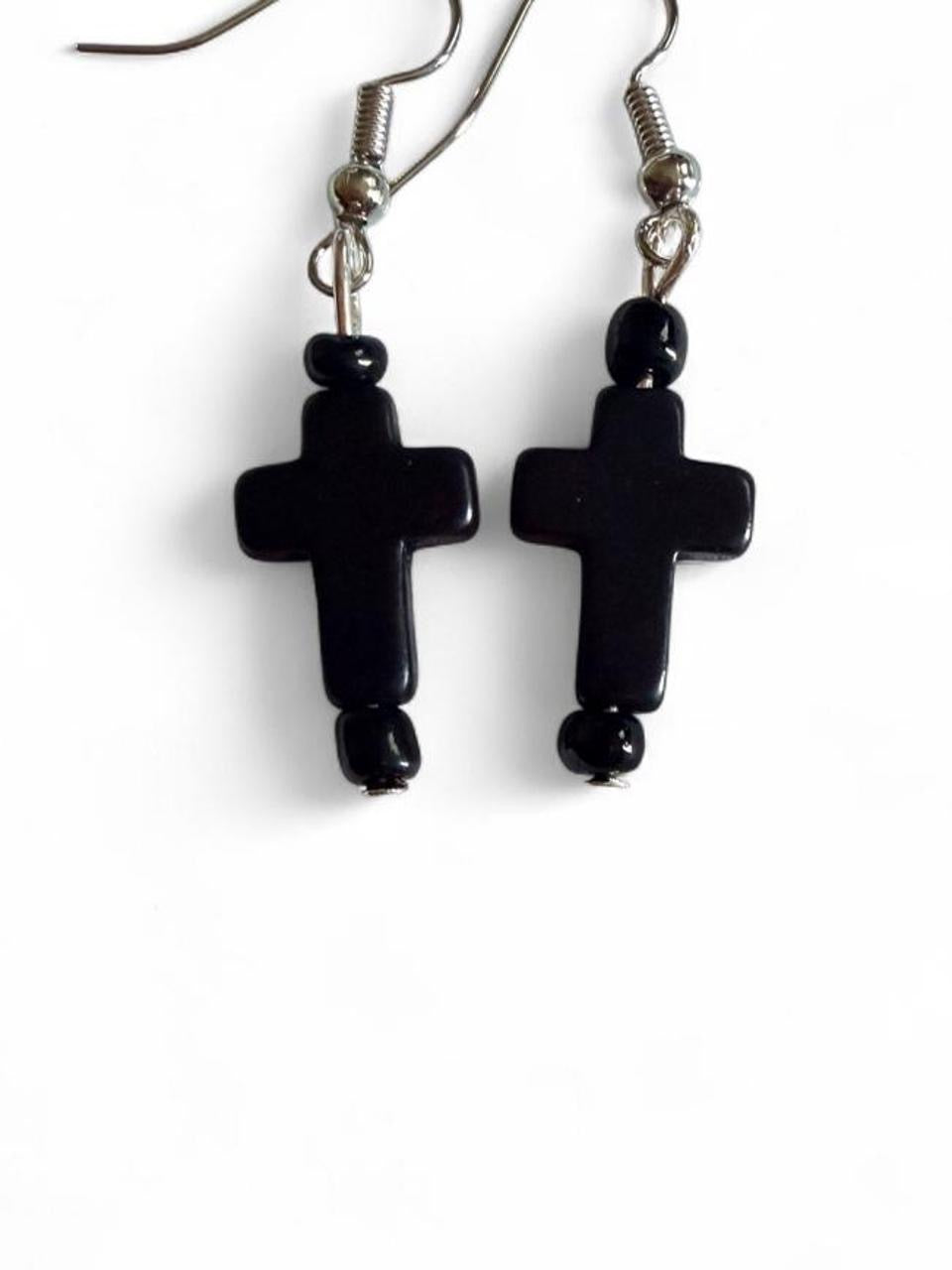 Boo-tiful Black Cross Earrings | Halloween Dangle Earrings | Boo-tiful Souls Collection