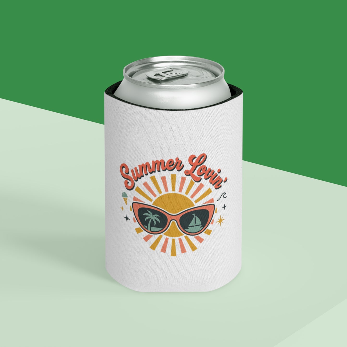 Can Cooler - "Summer Lovin'" Sunshine Sunglasses Drink Koozie