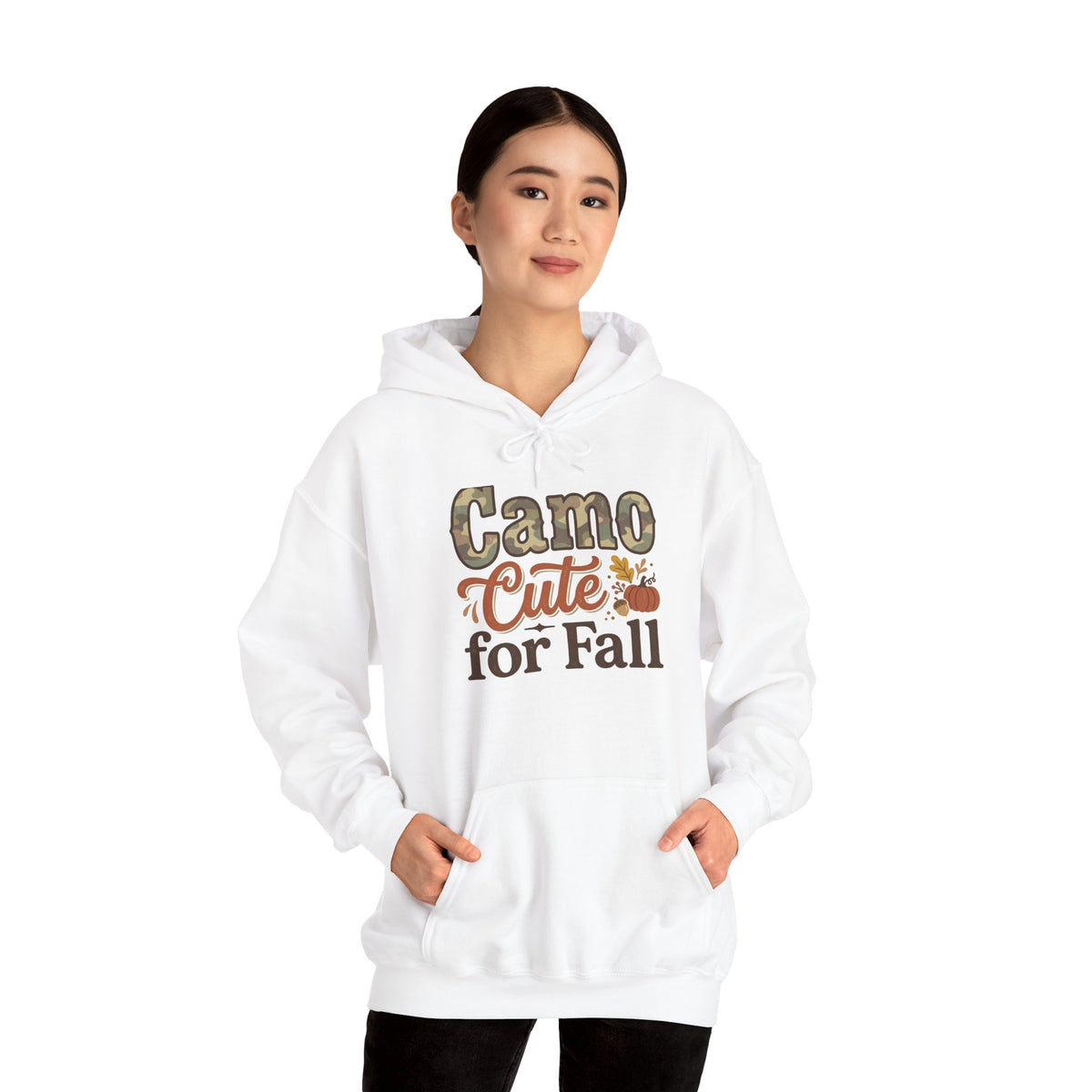 Camo Cute for Fall Hoodie — Autumn Camo Graphic Pullover for Women & Kids