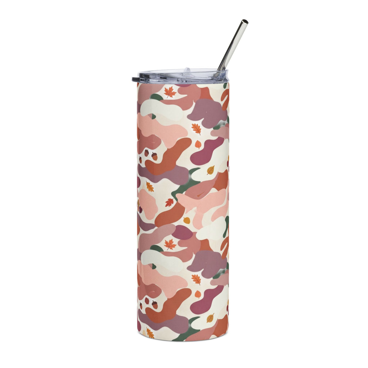 20oz Stainless Steel Tumbler — Pink Camo Floral Slim Travel Cup