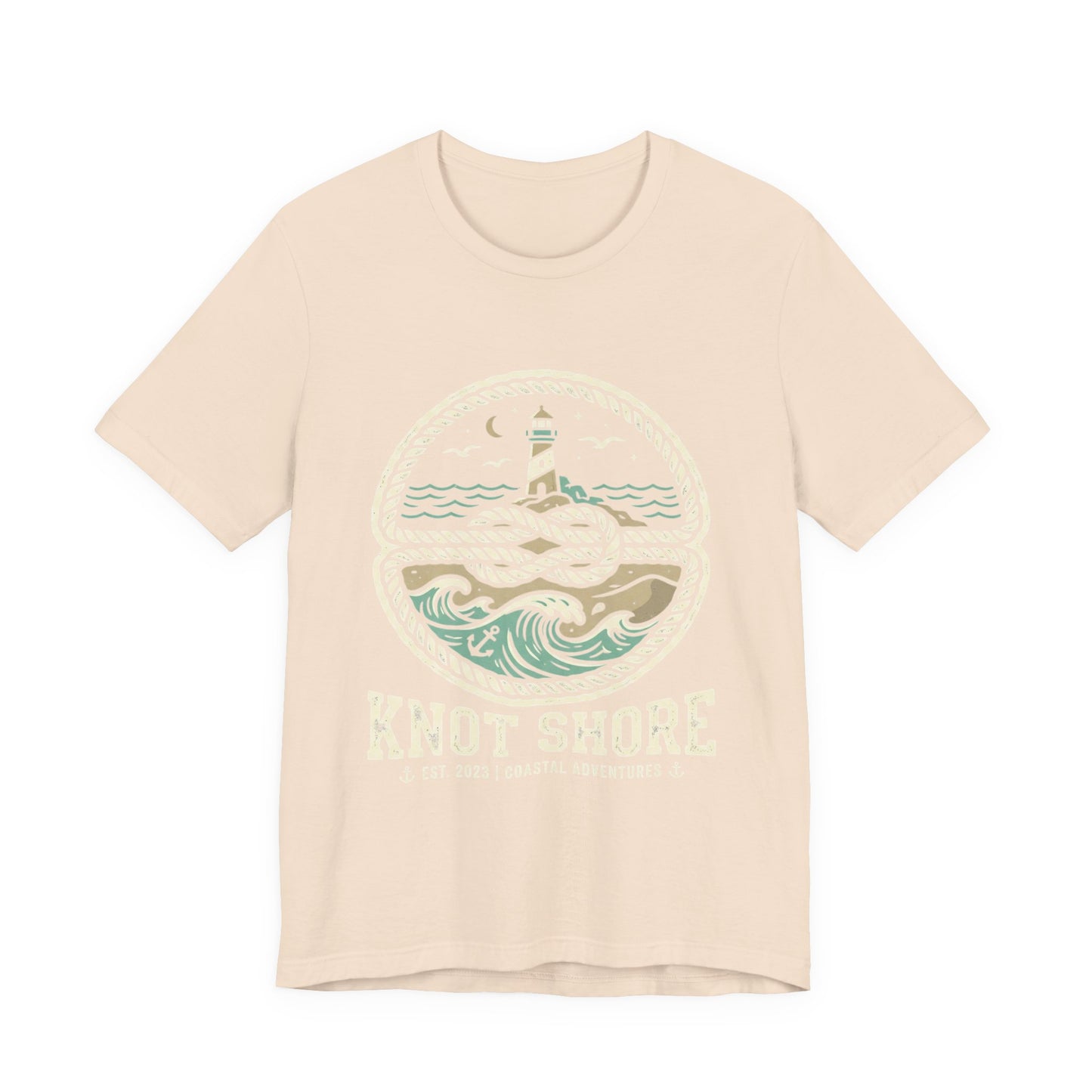 Knot Shore lighthouse rope waves T-Shirt | Coastal graphic tee