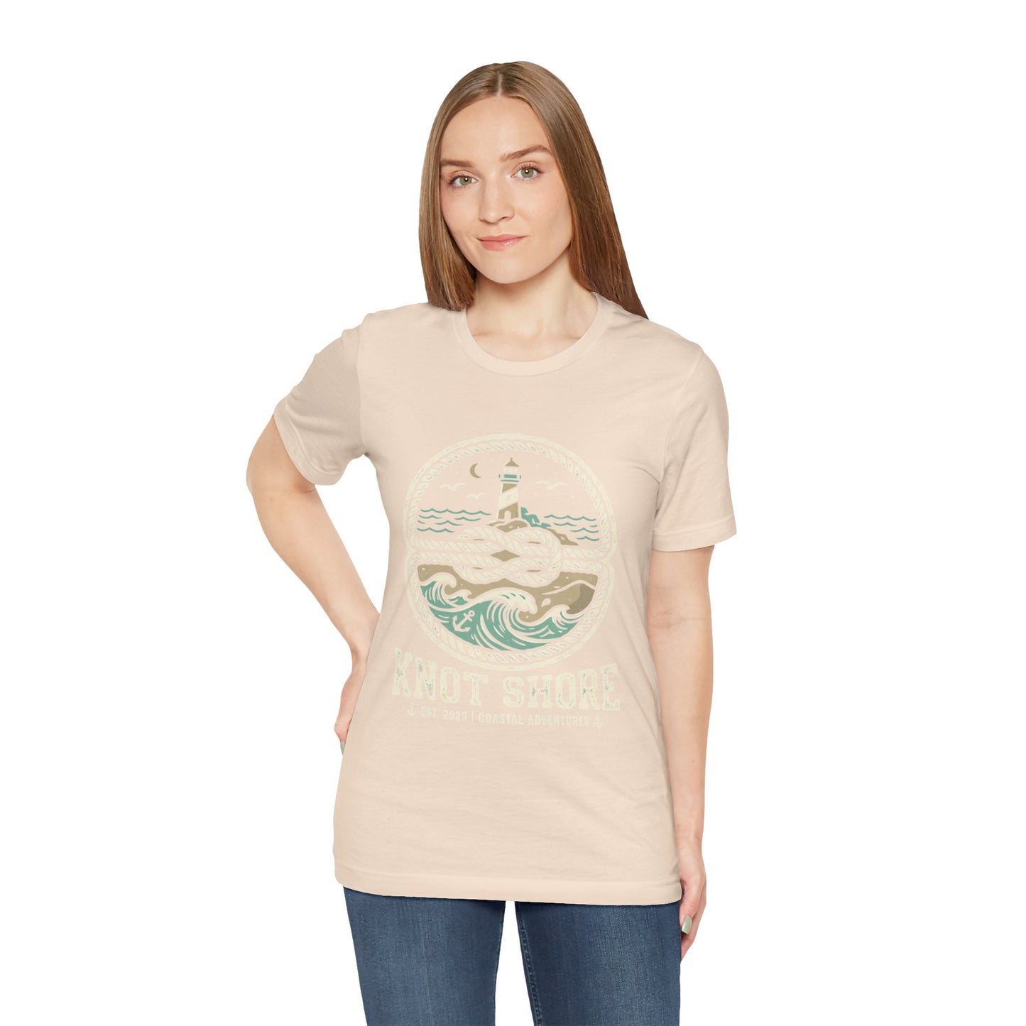 Knot Shore lighthouse rope waves T-Shirt | Coastal graphic tee