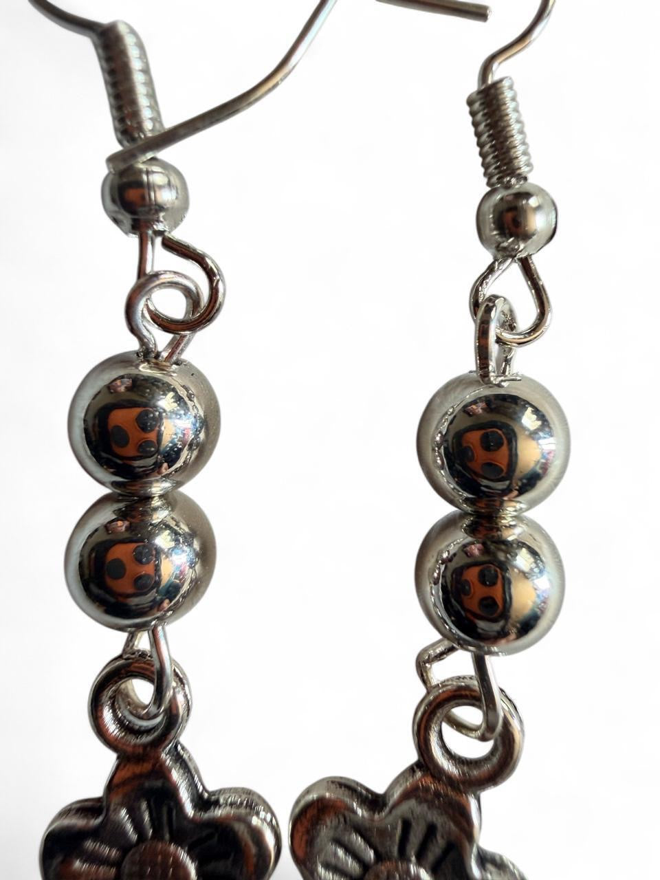 Handmade Silver Floral Drop Earrings