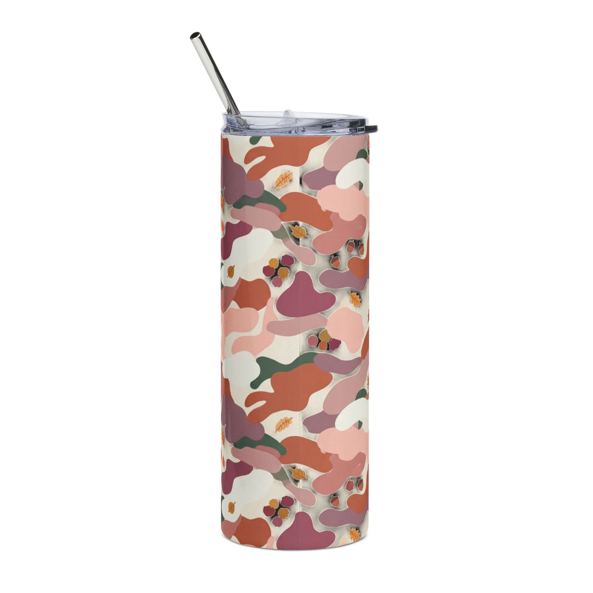 20oz Stainless Steel Tumbler — Pink Camo Floral Slim Travel Cup
