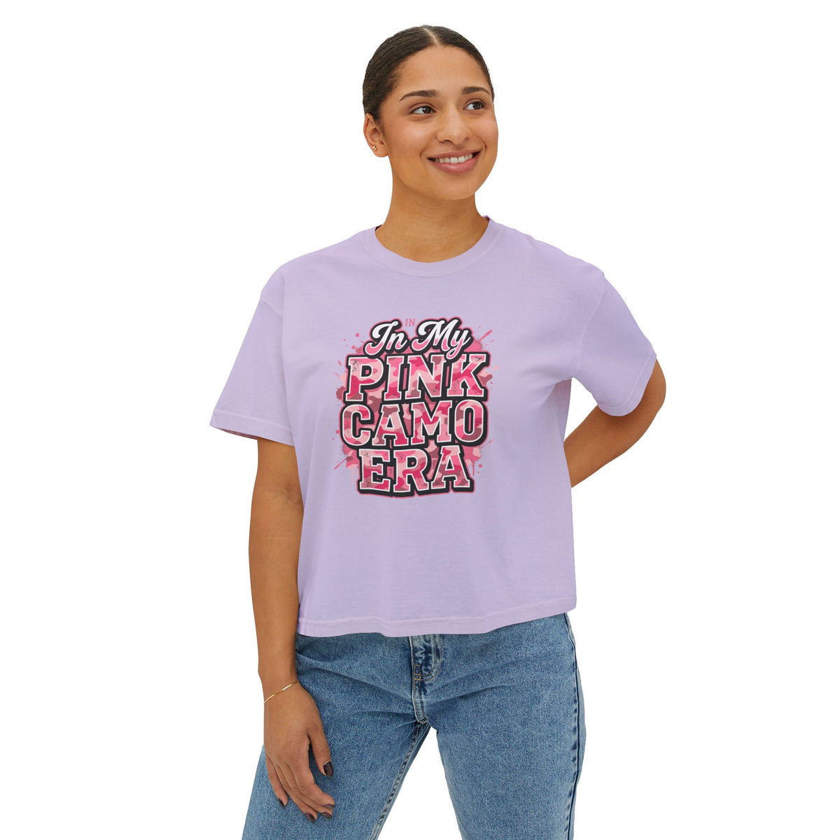 Pink Camo Tee — "In My Pink Camo Era" Women's Boxy Shirt