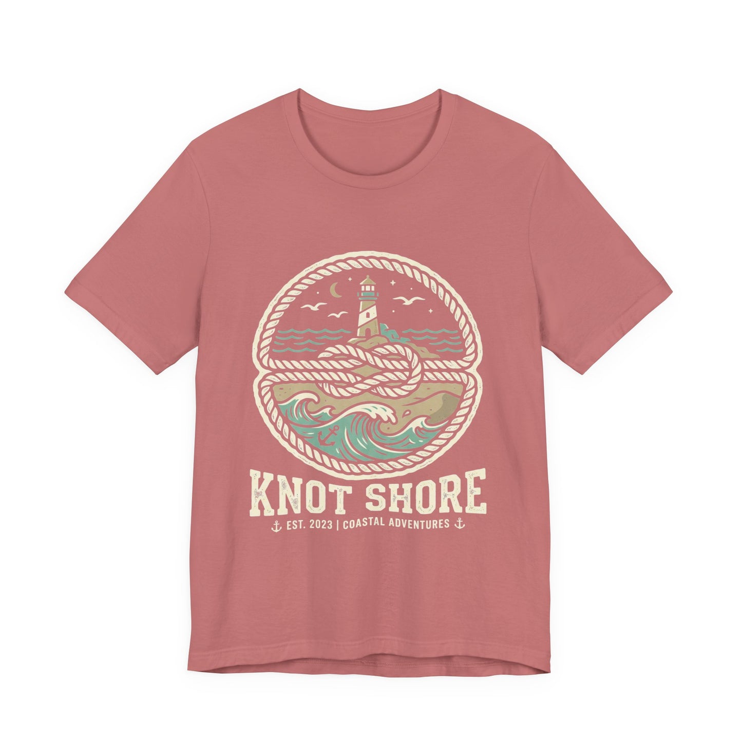 Knot Shore lighthouse rope waves T-Shirt | Coastal graphic tee
