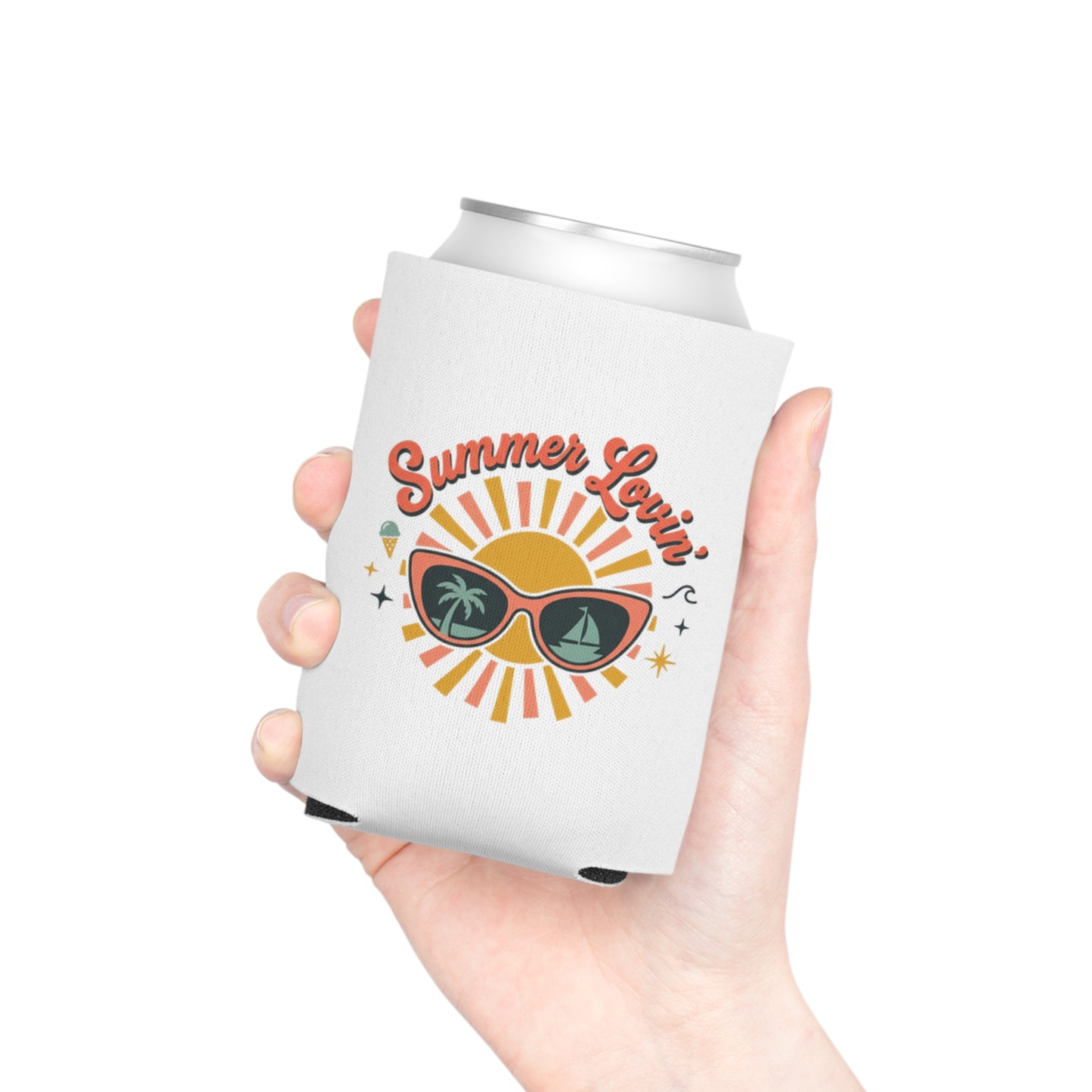 Can Cooler - "Summer Lovin'" Sunshine Sunglasses Drink Koozie