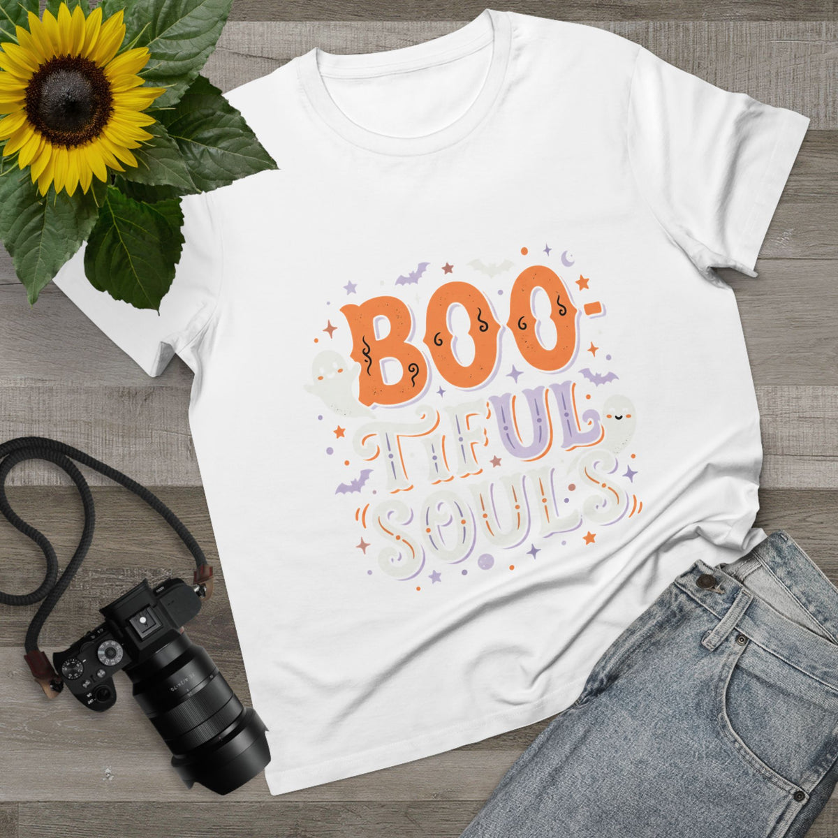 Boo-tiful Souls T-Shirt | Halloween ghost lettering, bats