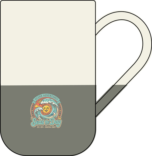 Speckled Ceramic Mug 13oz — 'Seas the Day' Coastal Engraved Coffee Cup