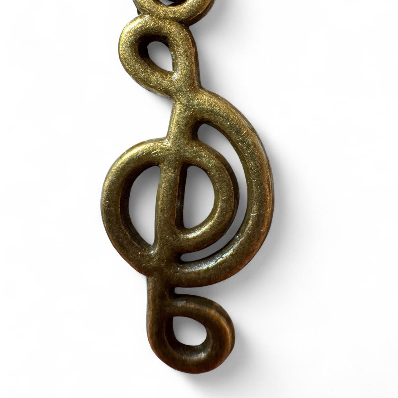 Handmade Antique Bronze Treble Clef Earrings – Music Note Dangle Earrings