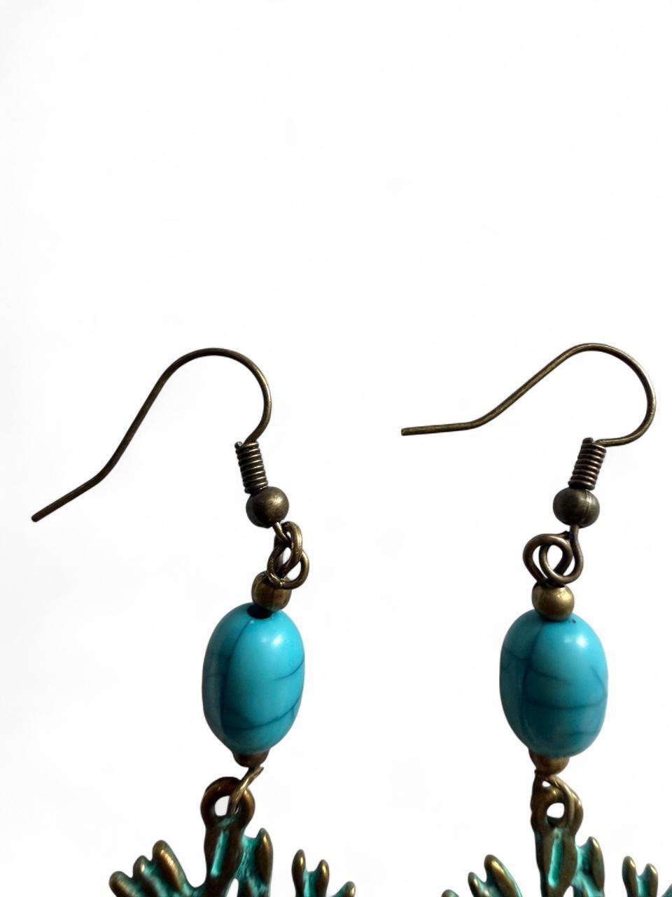 Tree of Life Turquoise Earrings | Verdigris Bronze Boho Jewelry
