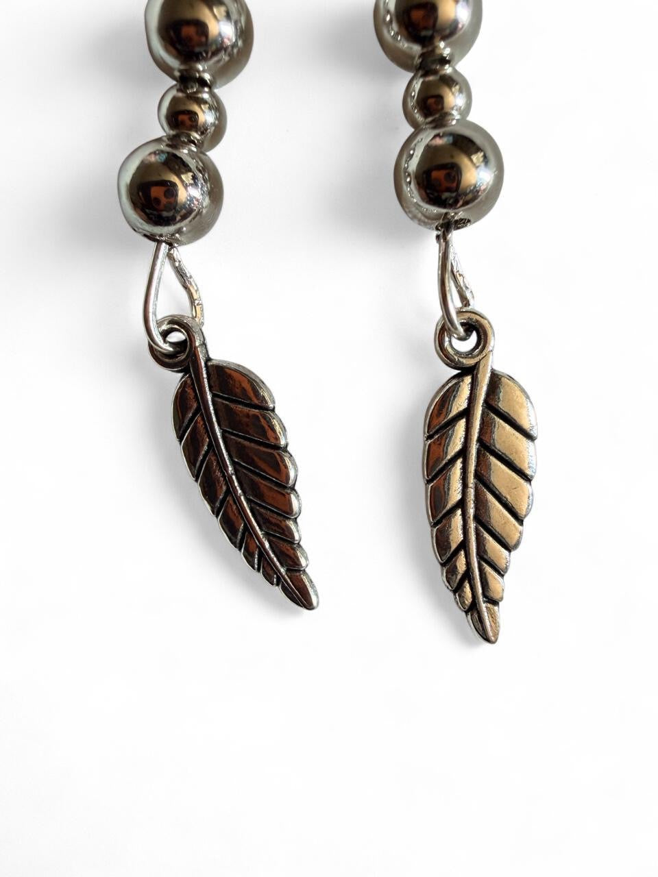 Handmade Silver Leaf Drop Earrings