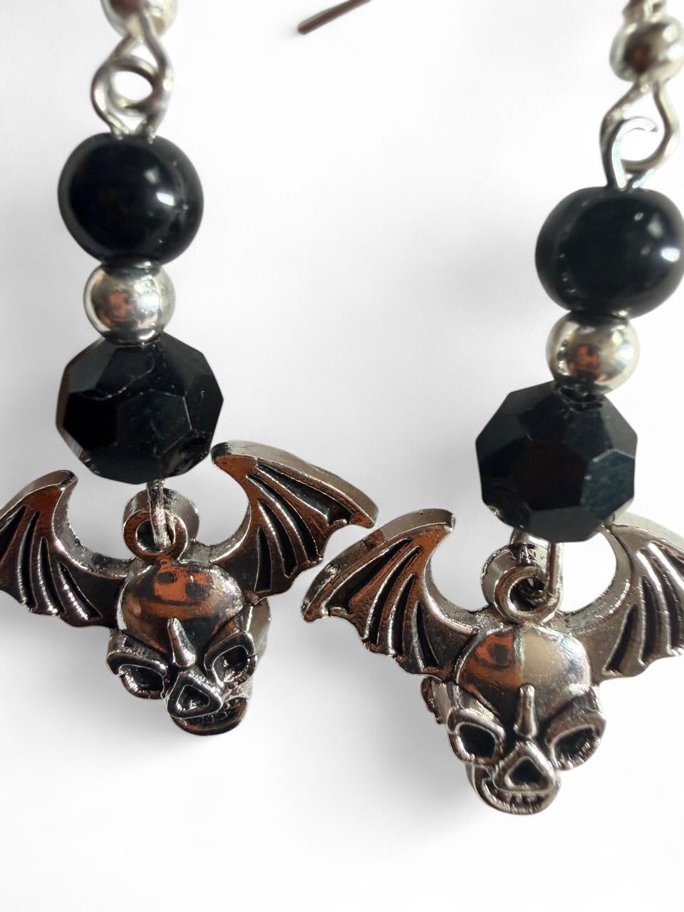 BOO-TIFUL SOULS Bat Skull Dangle Earrings