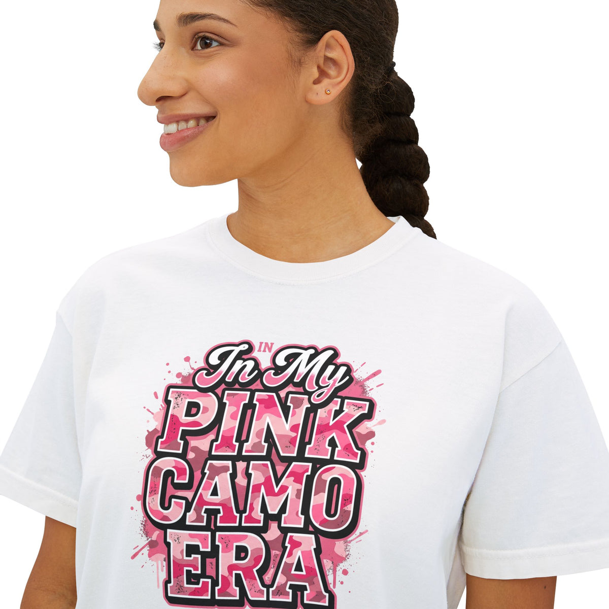 Pink Camo Tee — "In My Pink Camo Era" Women's Boxy Shirt