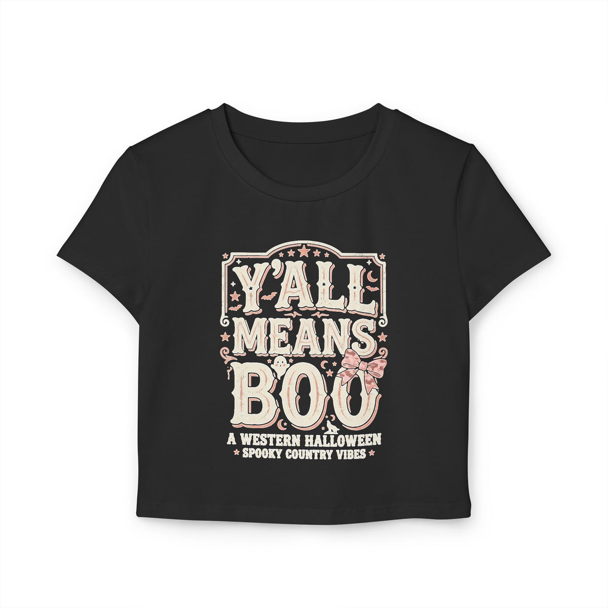 Halloween "Fall Means Boo" Women's Crop Tee — Cute Spooky Fall Graphic Shirt