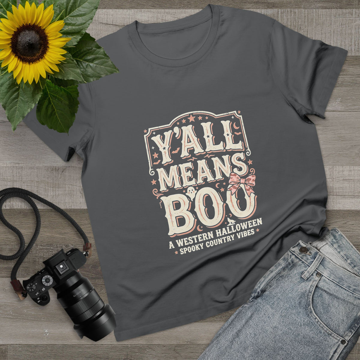 Women’s Tee - "Y'all Means Boo" Western Halloween Graphic Tee