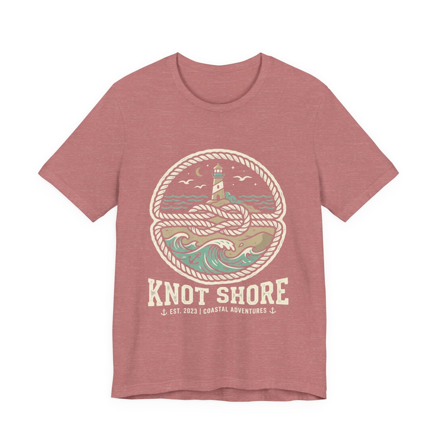 Knot Shore lighthouse rope waves T-Shirt | Coastal graphic tee
