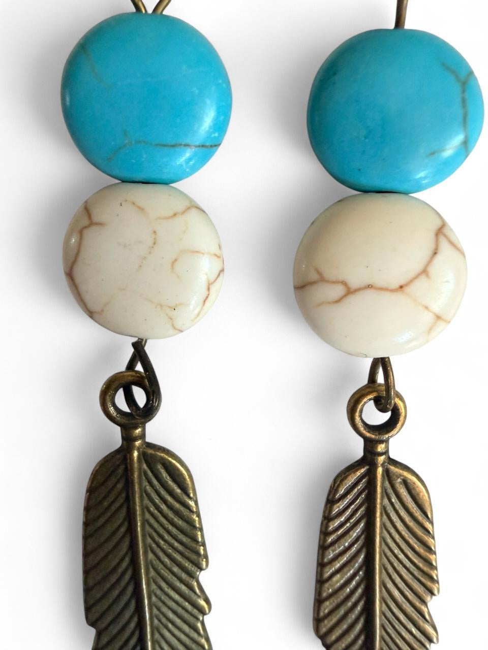 Harvest Souls – Turquoise & Cream Trail Bead Earrings