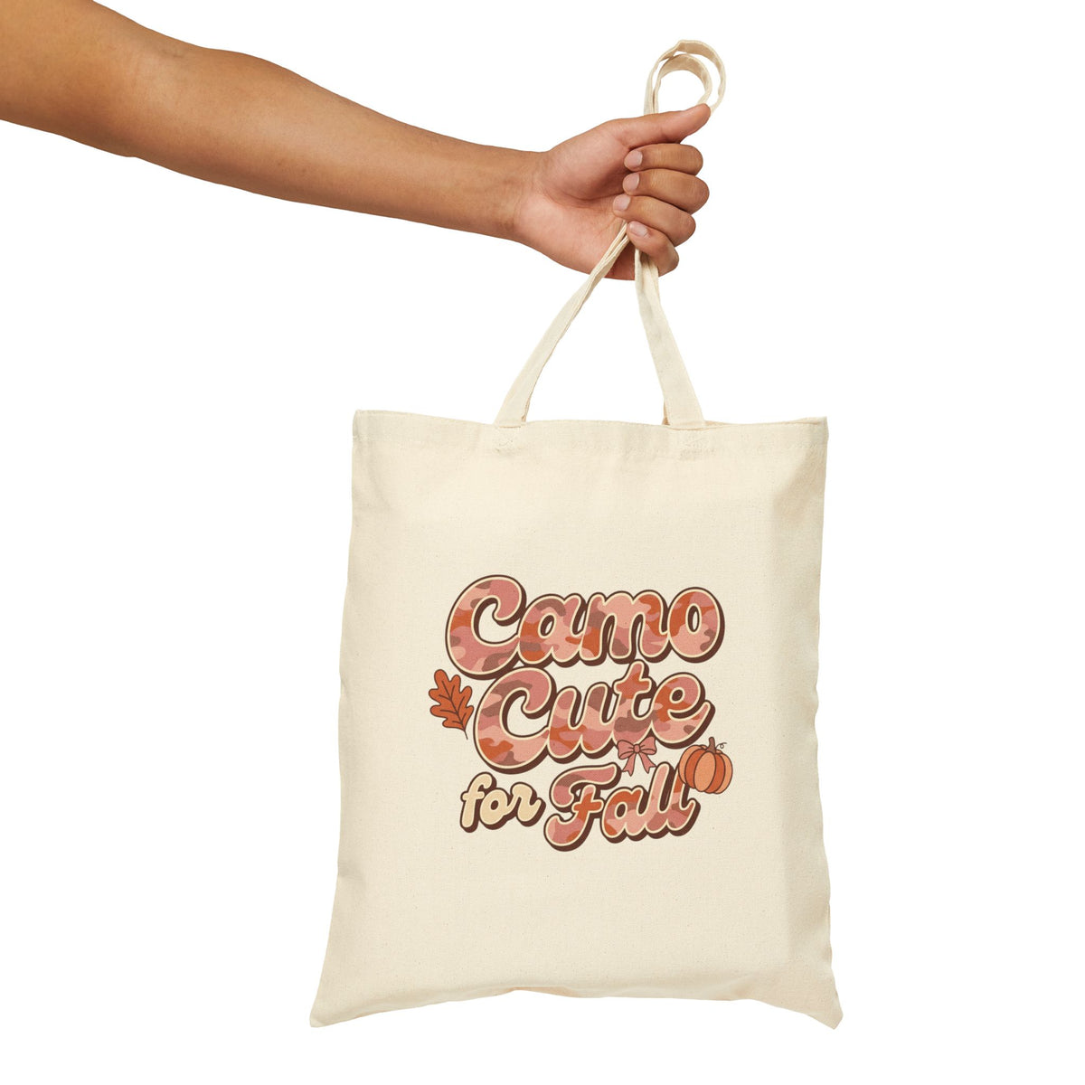 Tote Bag — "Camo Cute for Fall" Autumn Leaf Canvas Tote