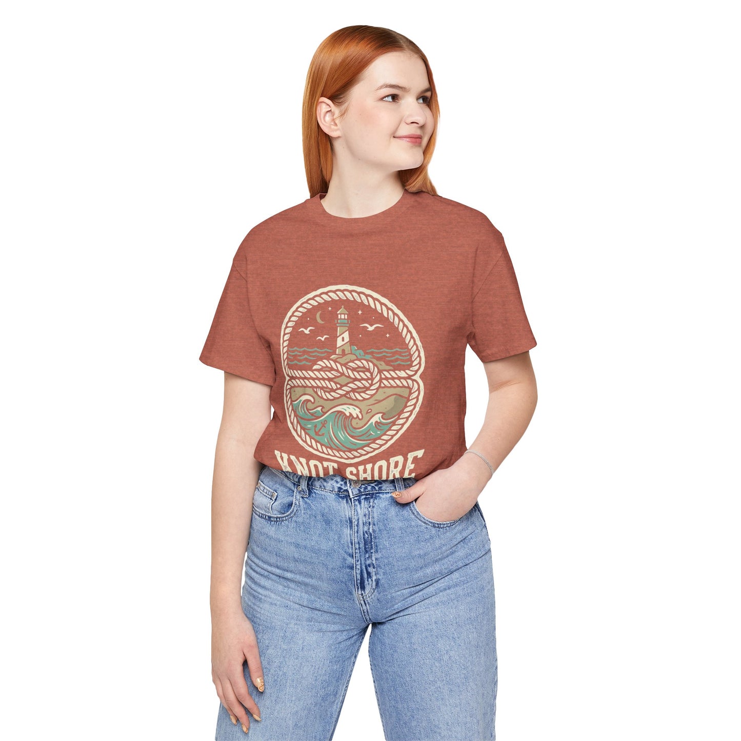 Knot Shore lighthouse rope waves T-Shirt | Coastal graphic tee