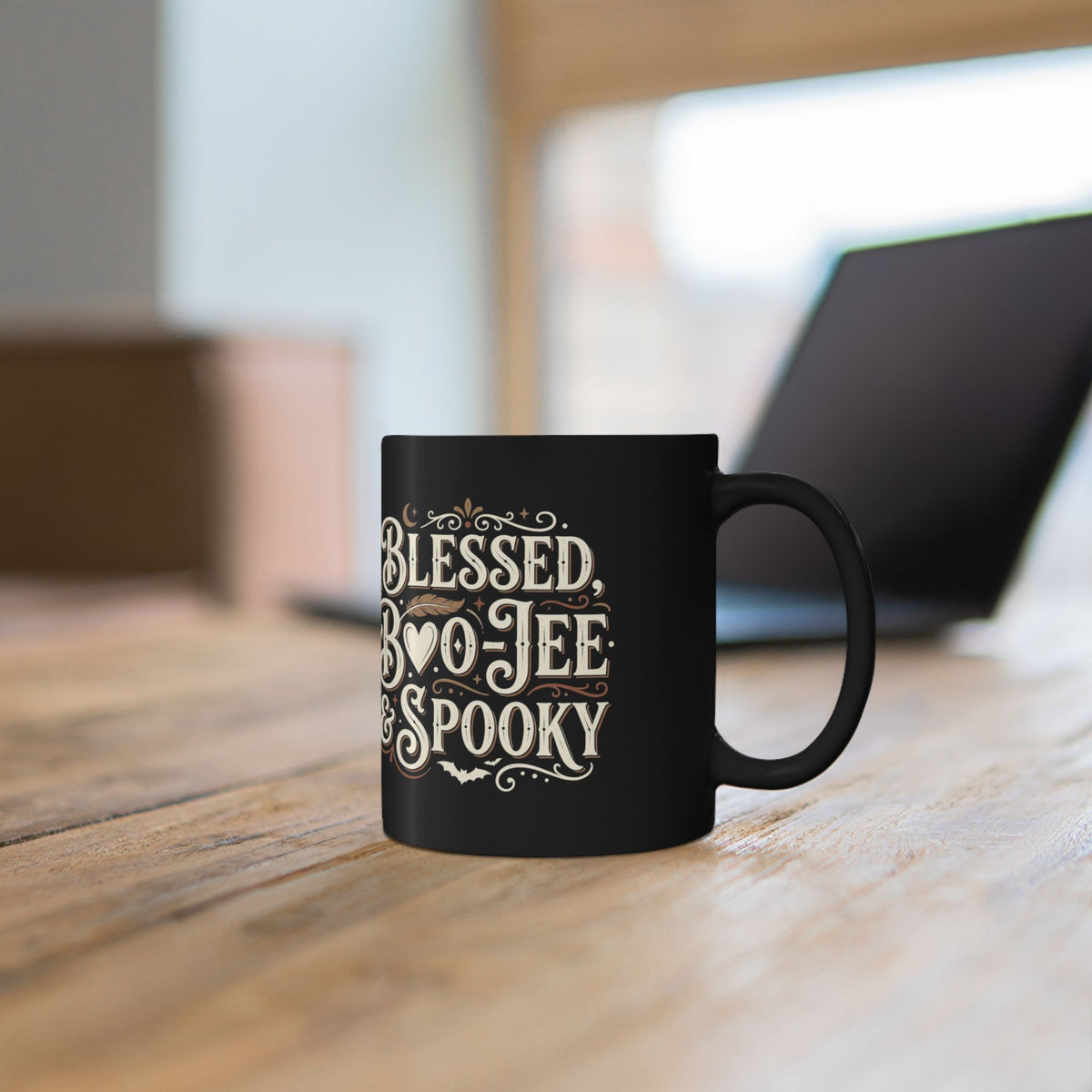 Blessed, Boo-jee & Spooky Black Mug — Halloween Gothic Coffee Cup (11oz & 15oz)