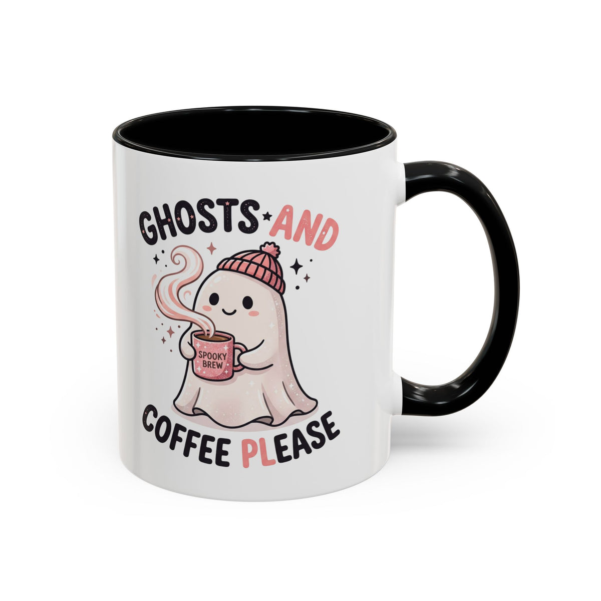 Ghosts and Coffee Please Mug — Cute Halloween Ceramic Accent Coffee Cup (11/15oz)