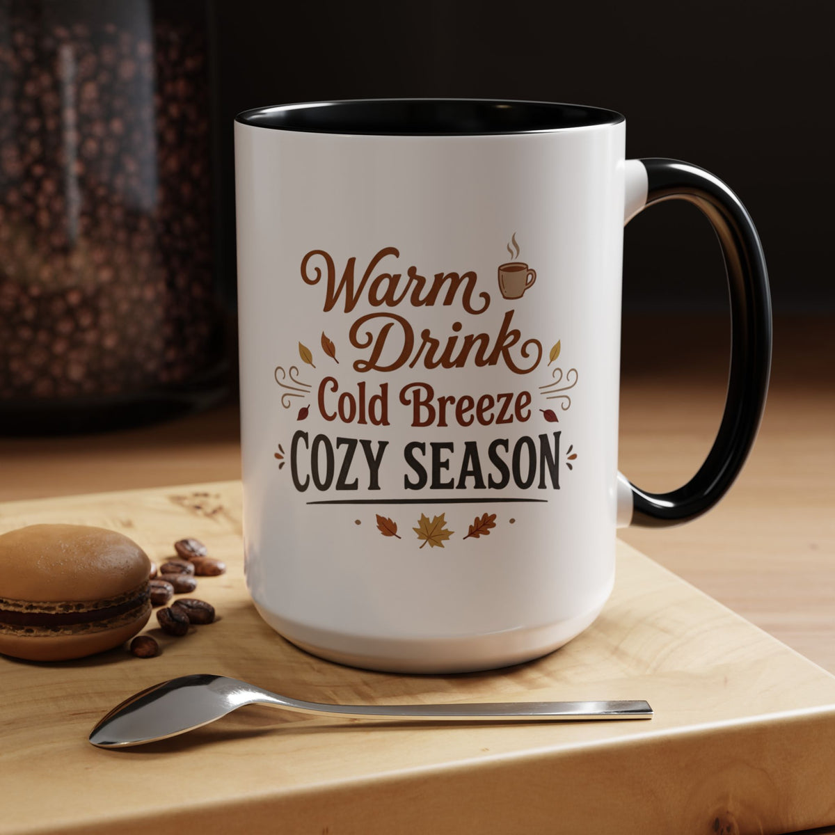 Cozy Season Accent Coffee Mug – "Warm Drink, Cold Breeze"