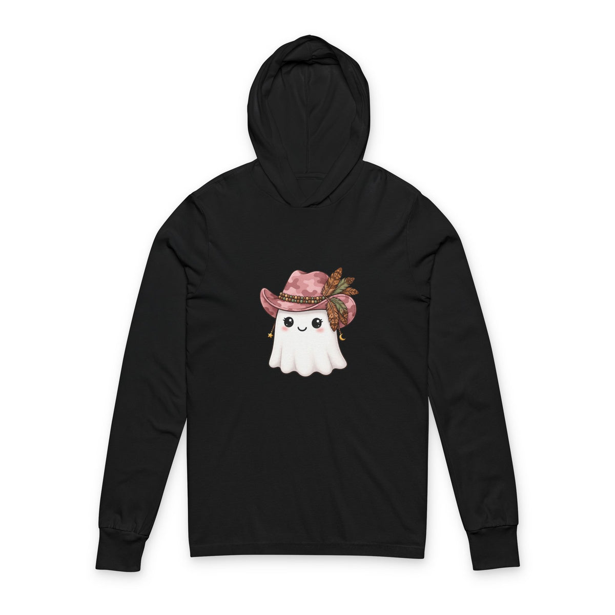Cowgirl Ghost Hoodie Tee — Cute Halloween Hooded Long Sleeve Tee