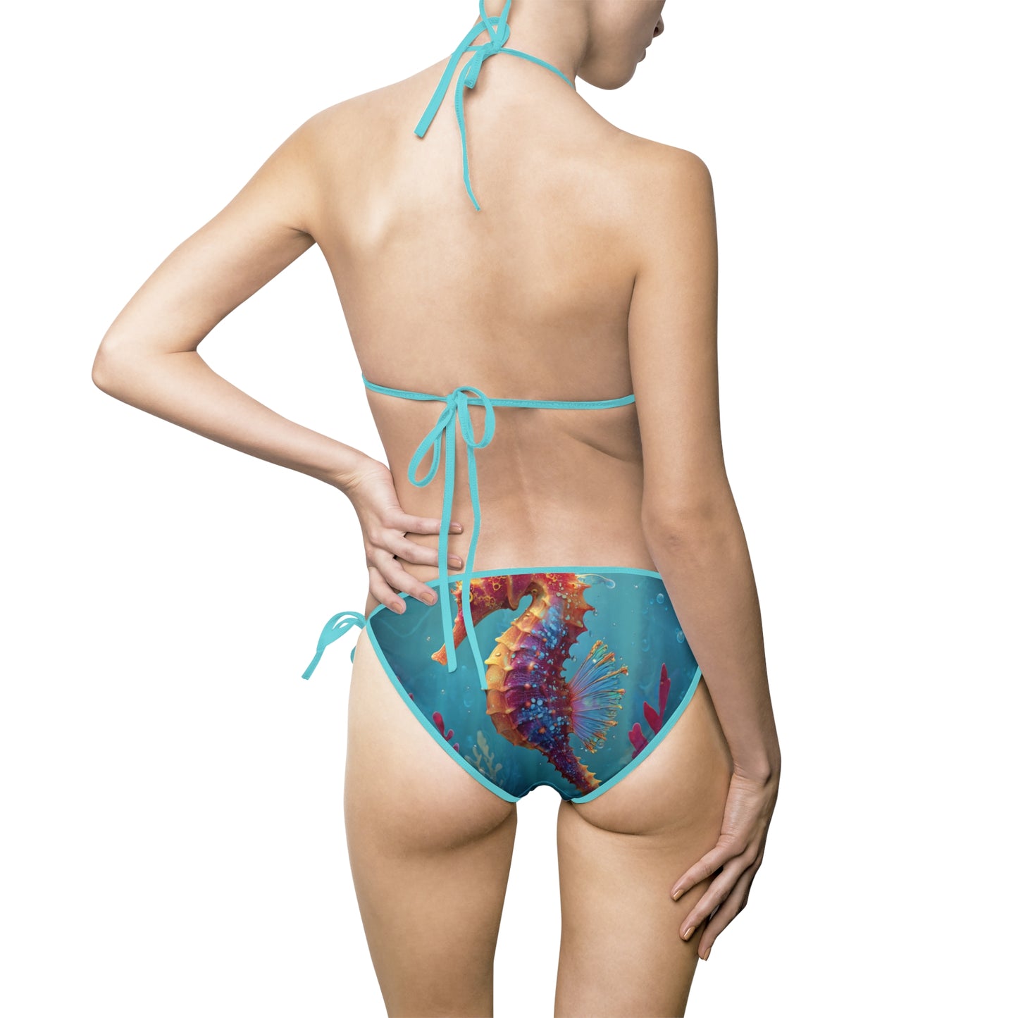 Tie-Dye Tropical Bikini — Women's String Triangle Swimsuit