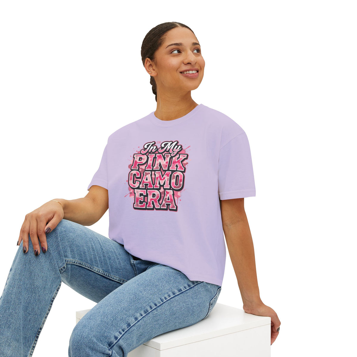 Pink Camo Tee — "In My Pink Camo Era" Women's Boxy Shirt