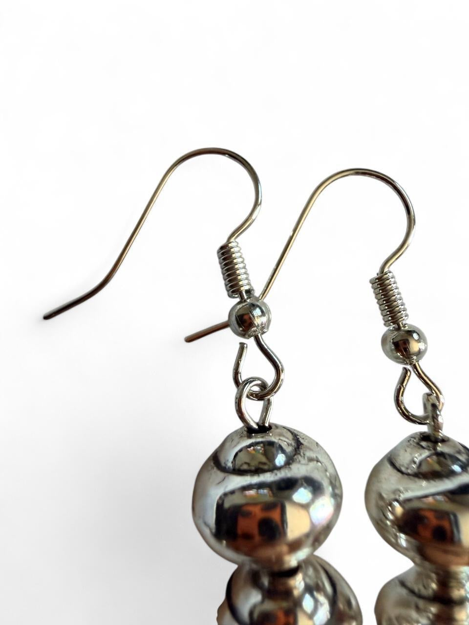Harvest Acorn & Leaf Earrings | Metallic Silver Beaded Leaf Dangle Earrings | The Harvest Souls Collection