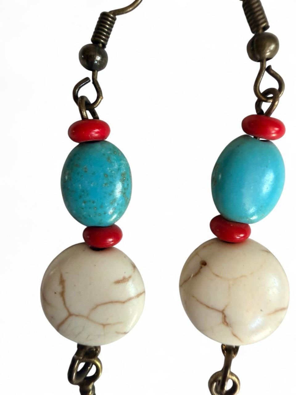 Harvest Souls – Trail Beads & Bronze Feather Earrings