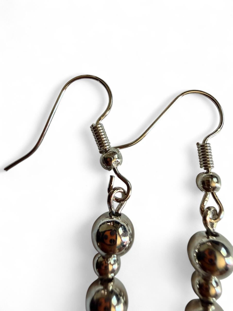 Harvest Metallic Leaf Earrings | Silver Beaded Leaf Dangle Earrings | The Harvest Souls Collection
