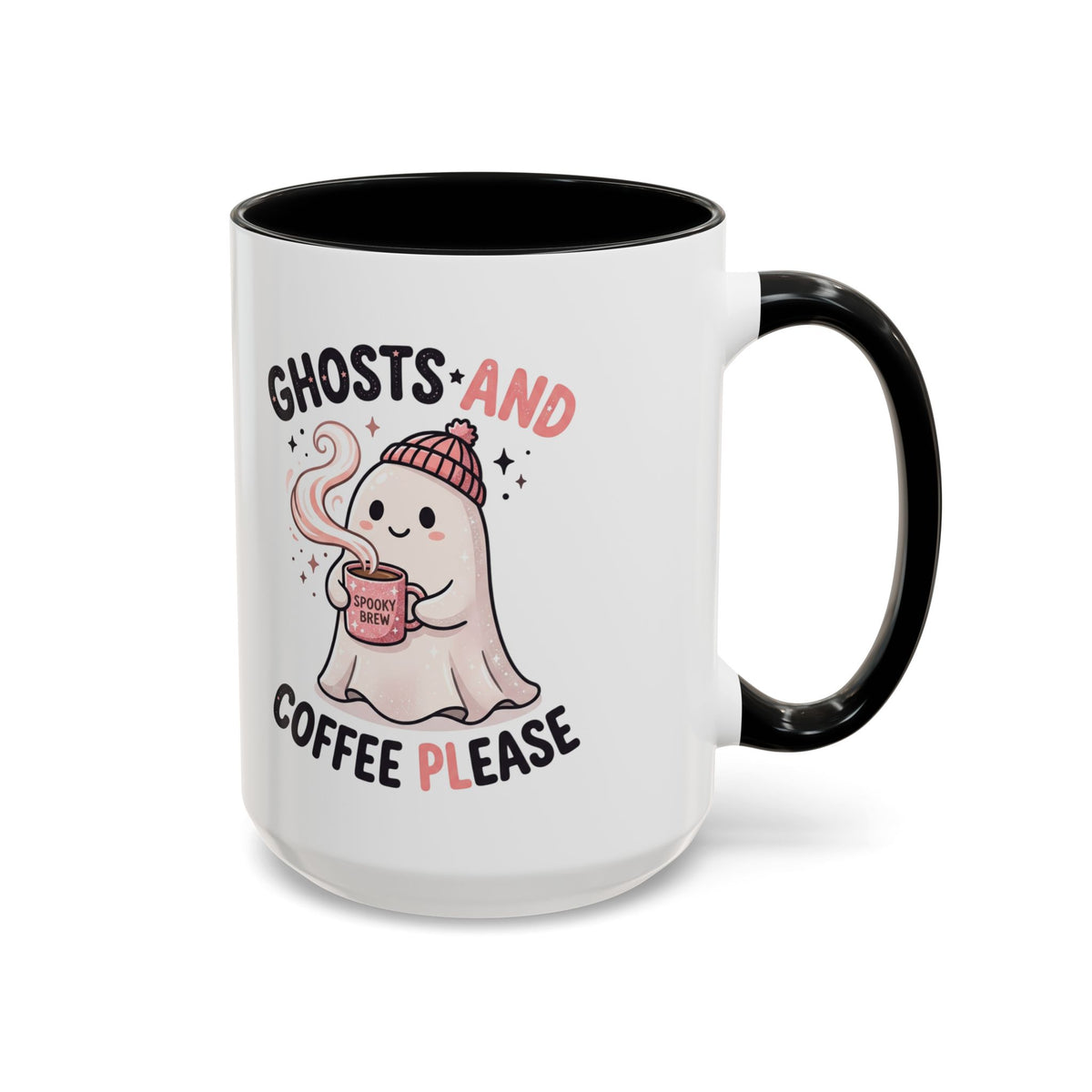 Ghosts and Coffee Please Mug — Cute Halloween Ceramic Accent Coffee Cup (11/15oz)