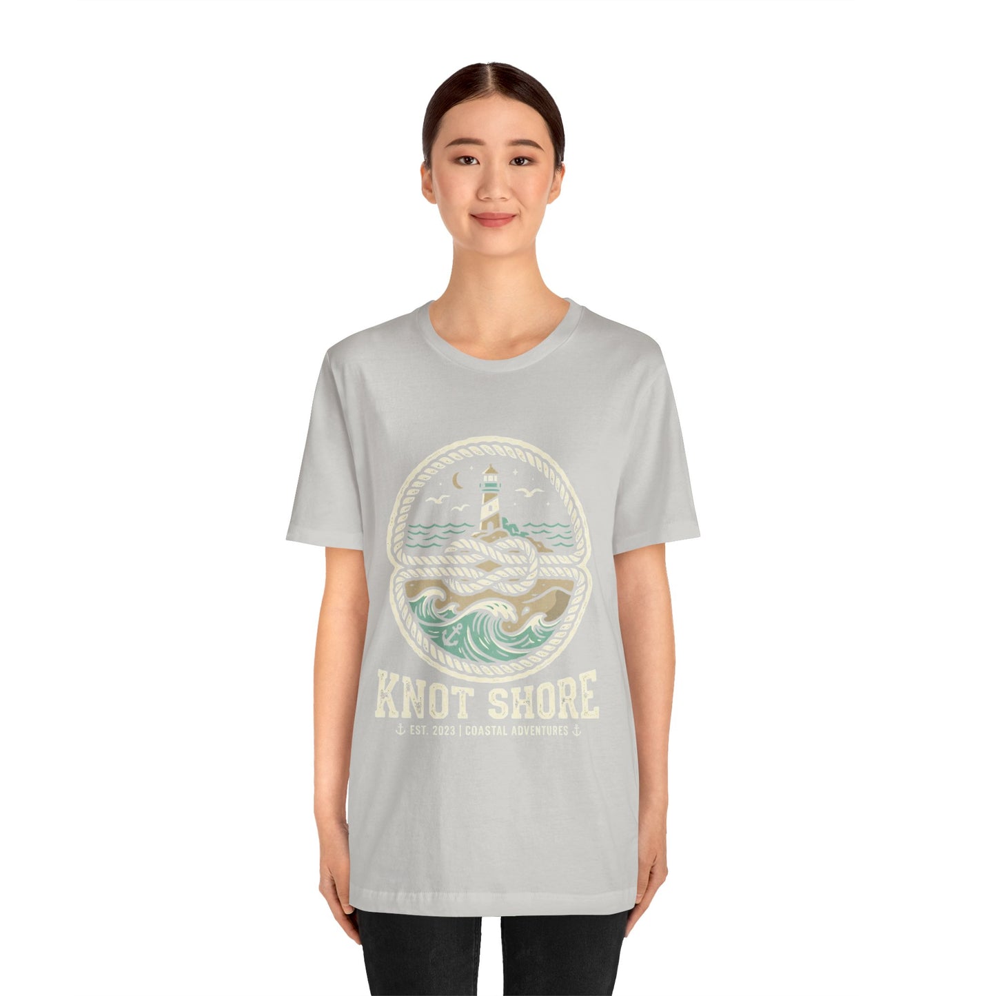 Knot Shore lighthouse rope waves T-Shirt | Coastal graphic tee