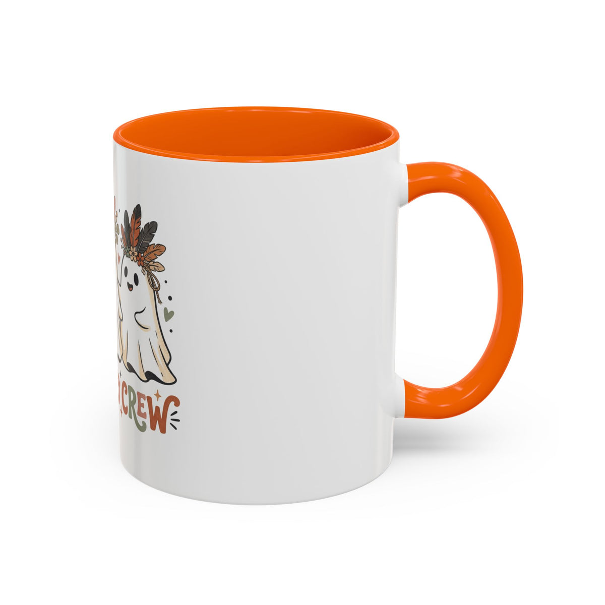 Boho Boo Crew Coffee Mug — Cute Halloween Ghosts with Feather Crowns (11/15oz)
