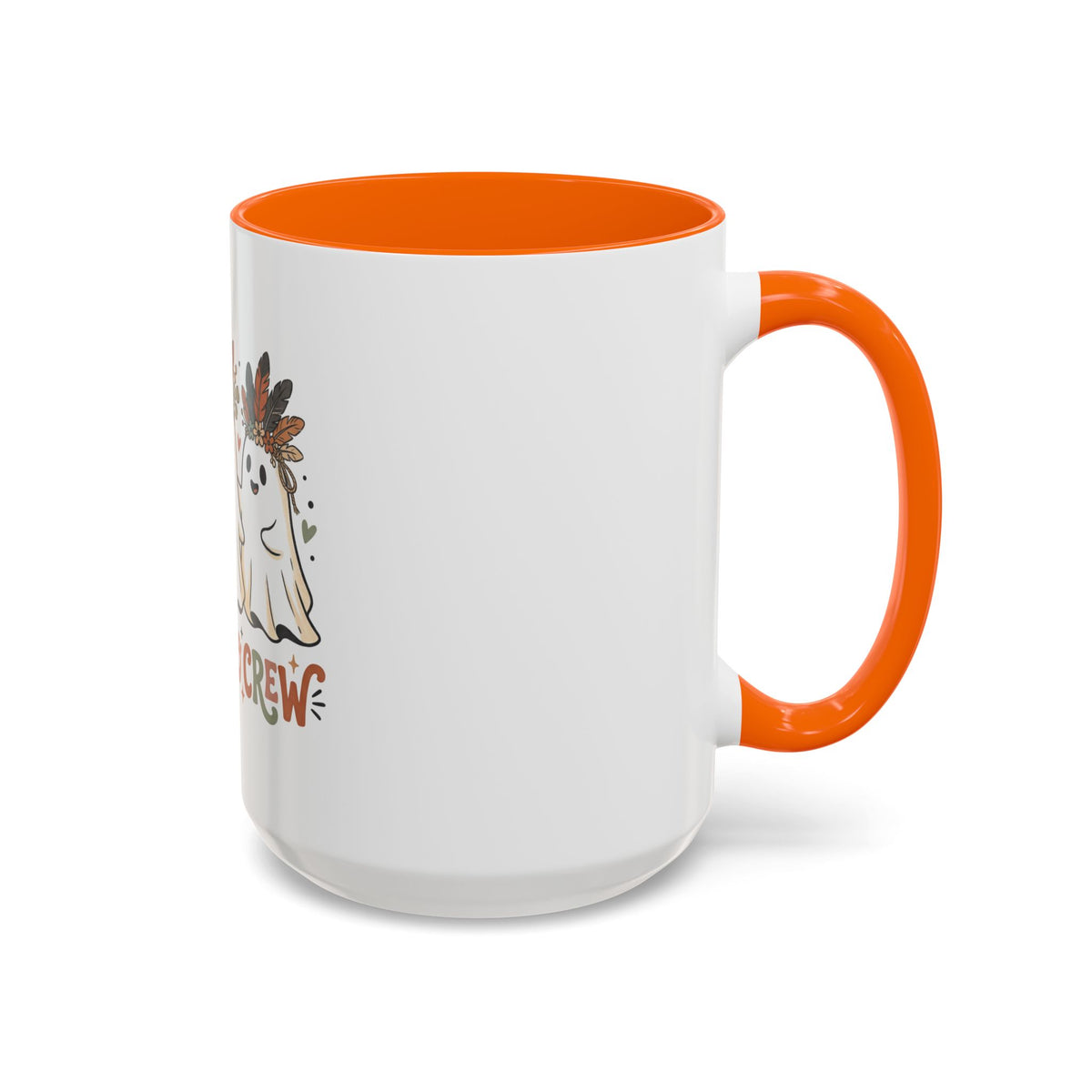 Boho Boo Crew Coffee Mug — Cute Halloween Ghosts with Feather Crowns (11/15oz)