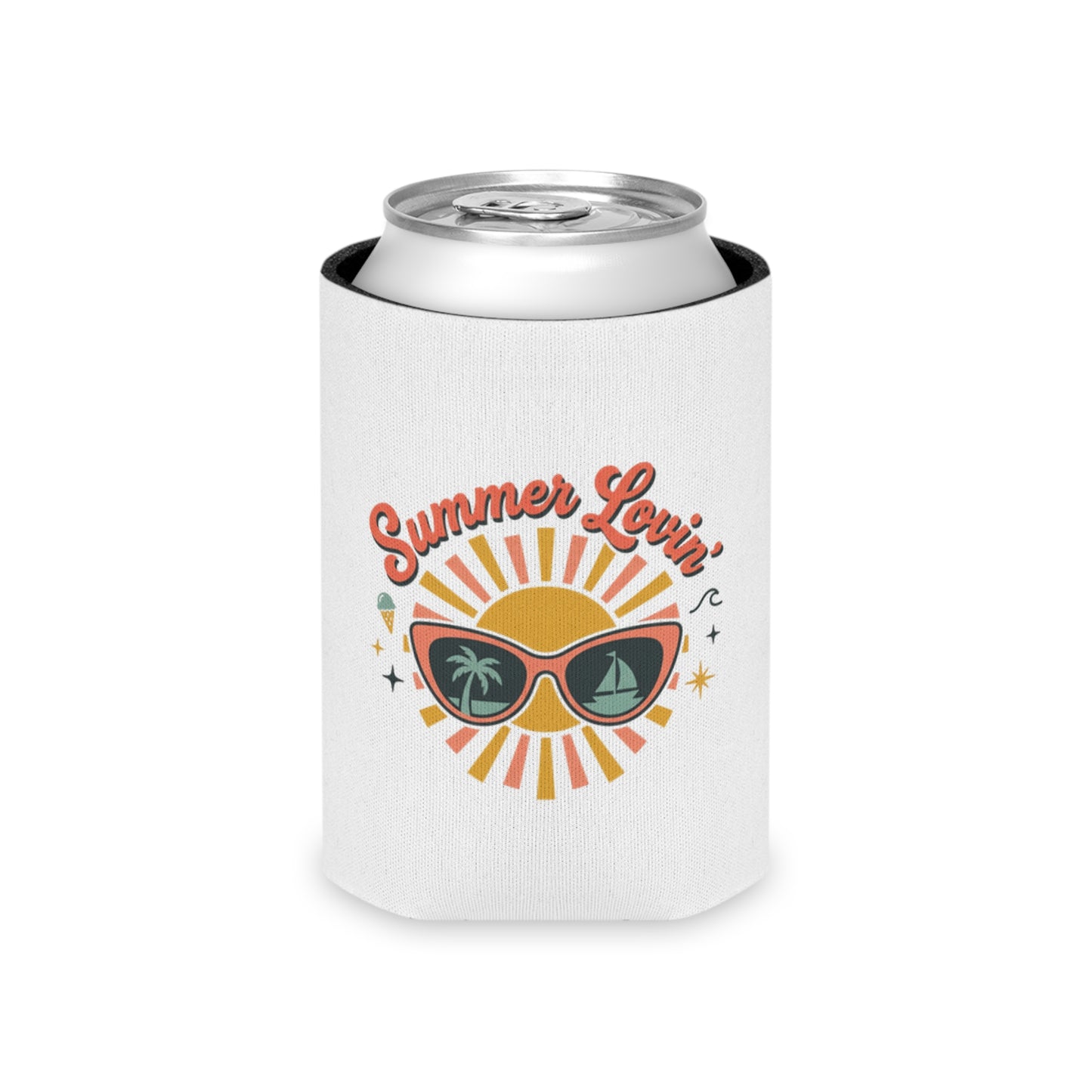 Can Cooler - "Summer Lovin'" Sunshine Sunglasses Drink Koozie