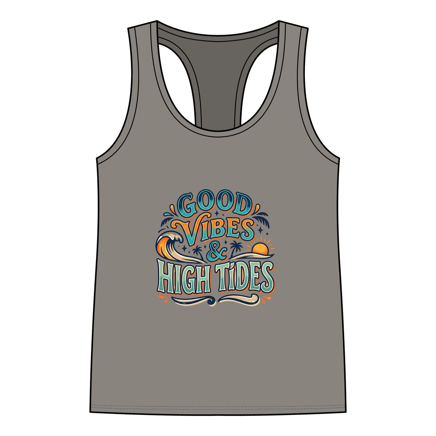 Good Vibes & High Tides Racerback Tank — Women's Beachy Summer Tank Top