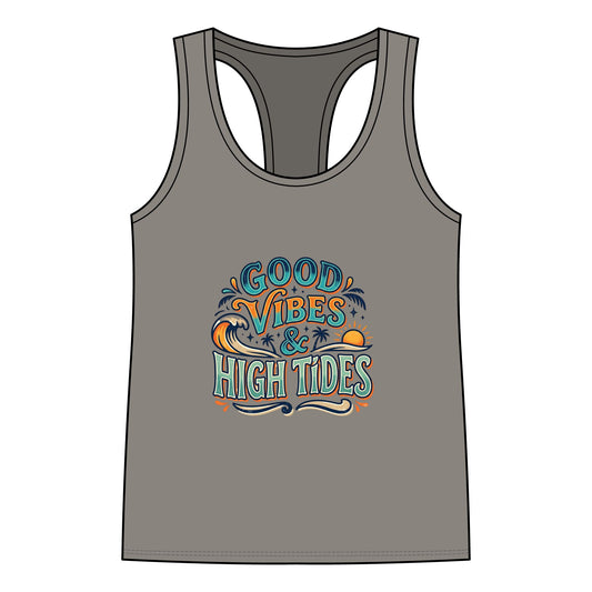 Good Vibes & High Tides Racerback Tank — Women's Beachy Summer Tank Top