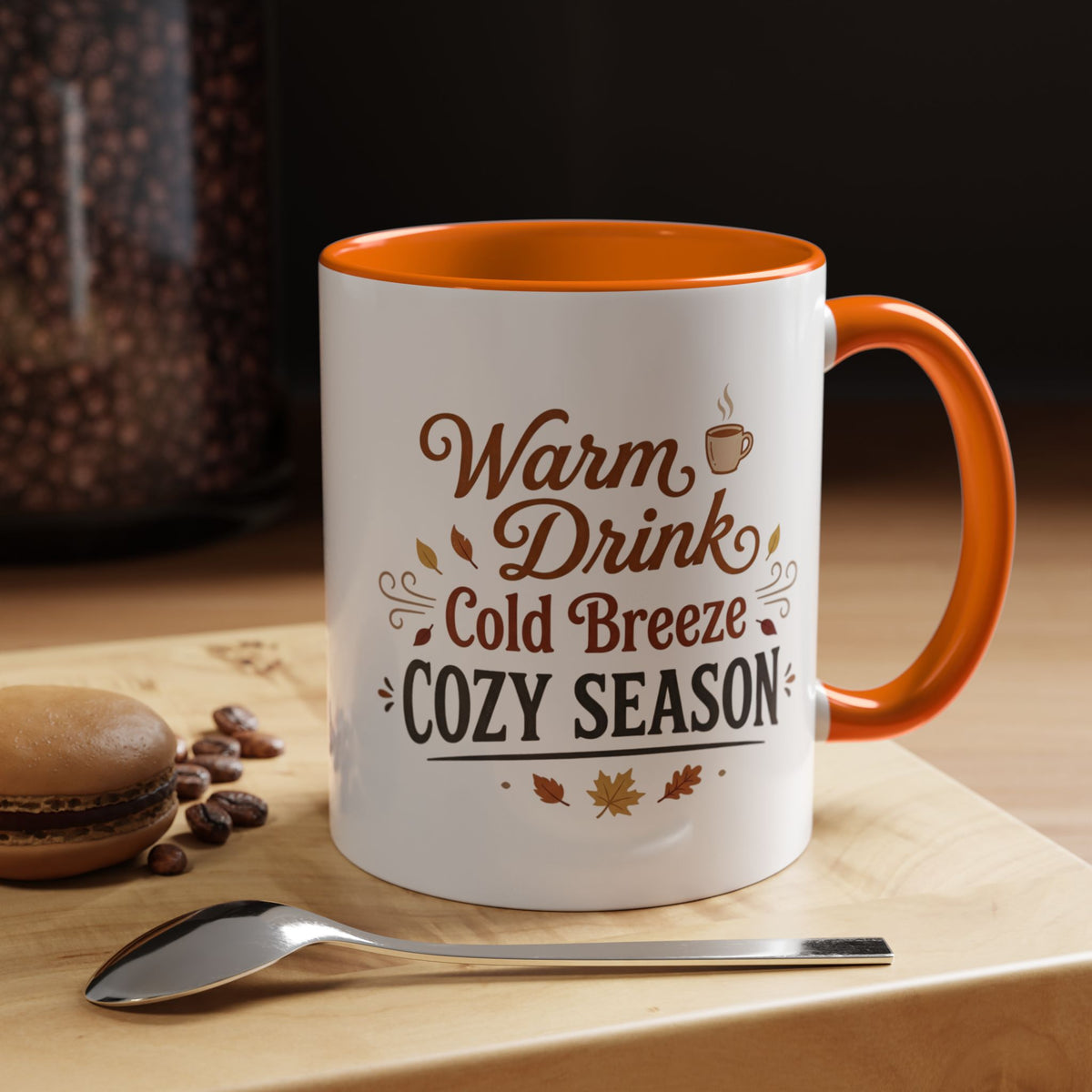 Cozy Season Accent Coffee Mug – "Warm Drink, Cold Breeze"