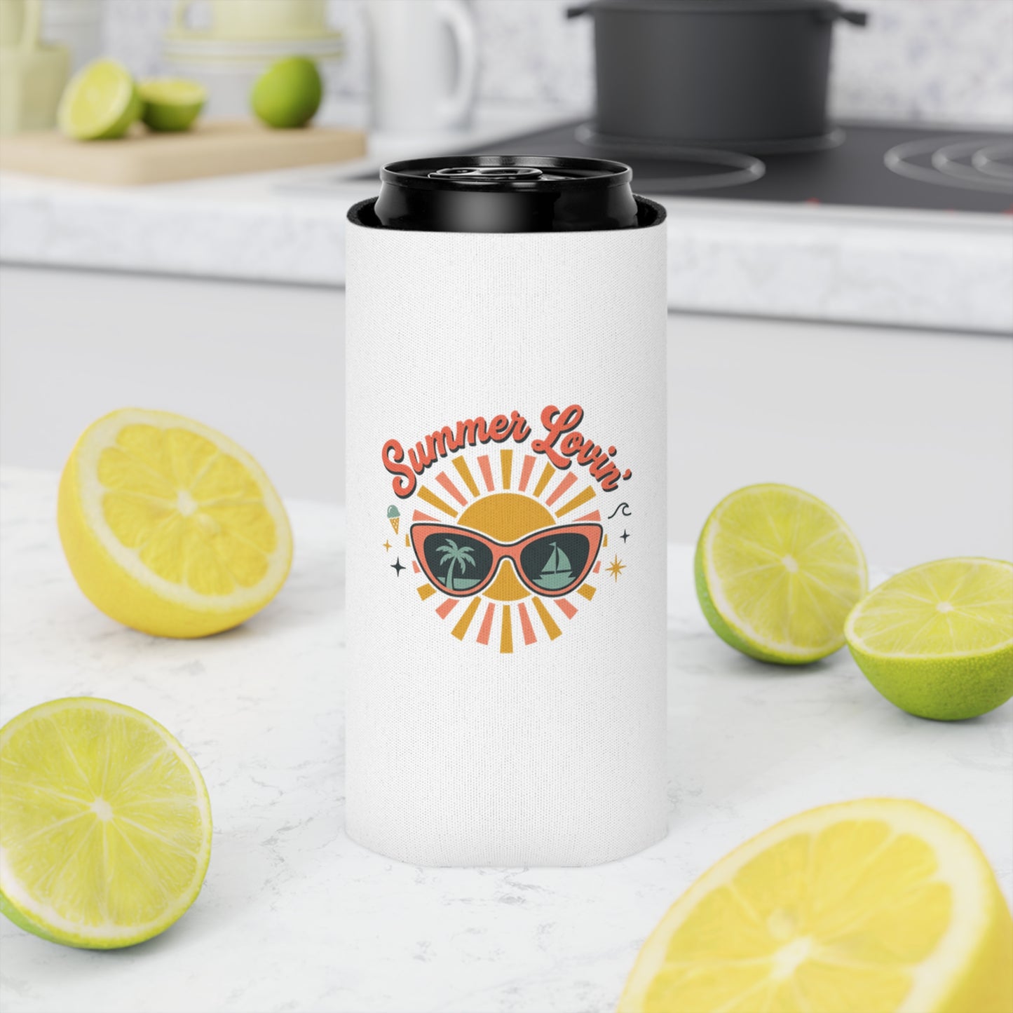 Can Cooler - "Summer Lovin'" Sunshine Sunglasses Drink Koozie